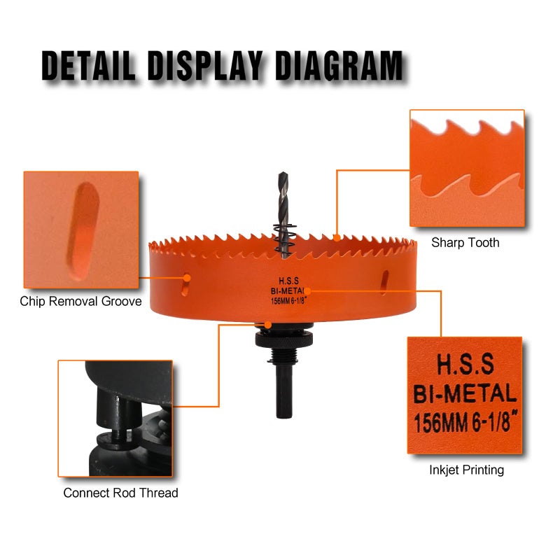 VIKITON 6-1/8 Hole Saw for Recessed Lights  6.1 Inch Hole Cutter with Dust Bowl Catcher for Led Recessed Lighting 6 Inch and Wood Metal Drywall  Bi-Metal Construction - Image 4